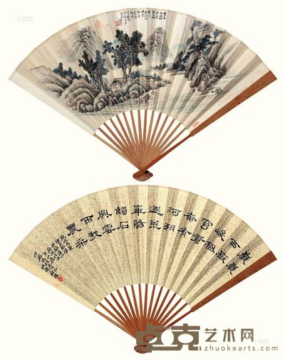 陈半丁 1938年作 山水 成扇 18×47cm