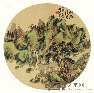 蒲华 松窗读易图 镜心 24×25cm