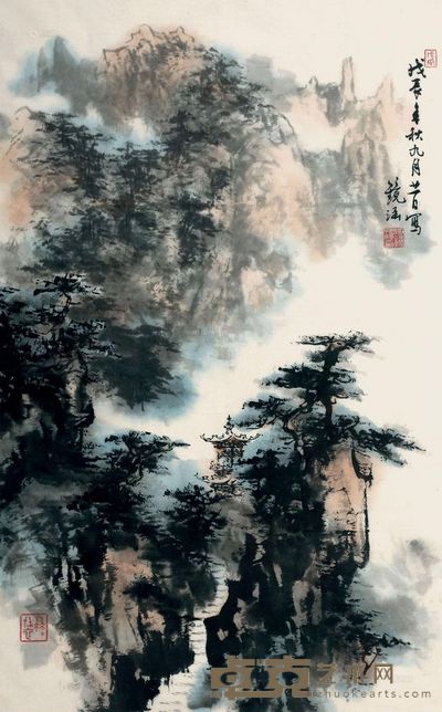 何镜涵 1988年 山水 镜心 89×56cm