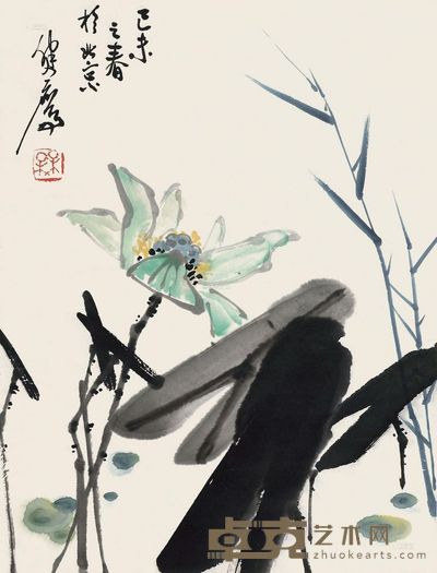梅健鹰 1979年 荷花 立轴 45.5×34.5cm