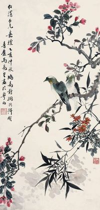 马万里 1995年 花鸟 立轴