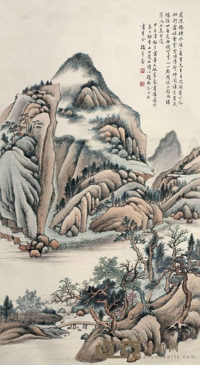 楼辛壶 1924年 山水 立轴 147×79cm