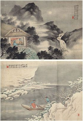 彭暘 山水人物 （2件） 镜心