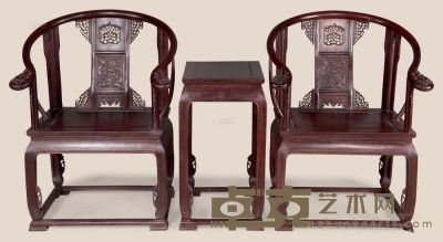 红木皇宫椅 （三件） 63×50×99cm；48×38×75cm