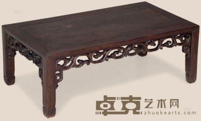 清 红木雕花炕桌 76×41×28cm