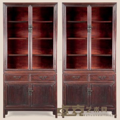 民国 红木书柜 （两件） 89×35×189cm