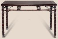 清 红木雕竹节条桌