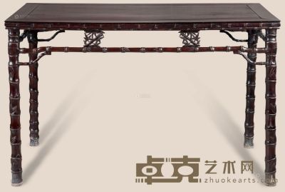 清 红木雕竹节条桌 127×68×80cm