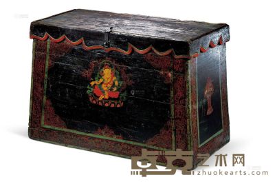 彩绘黄财神图木箱 十六世纪 88×61×43cm