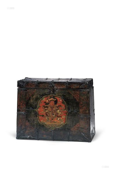 彩绘财宝天王图木箱 十六世纪