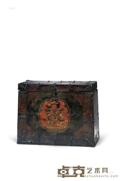 彩绘财宝天王图木箱 十六世纪 44.5×35×22cm
