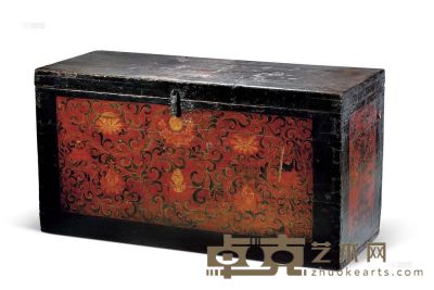 彩绘八瑞物图木箱 十九世纪 114×61×46cm