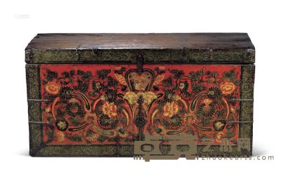 彩绘丹凤图木箱 十六世纪 109×55×39cm