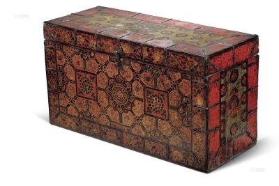 彩绘宝相花织锦纹木箱 十七世纪