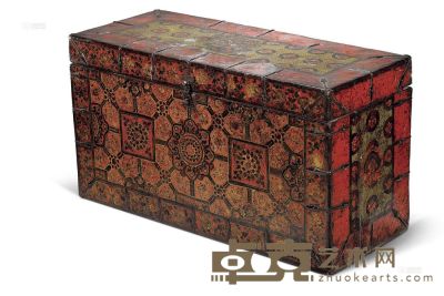 彩绘宝相花织锦纹木箱 十七世纪 102×45×40cm