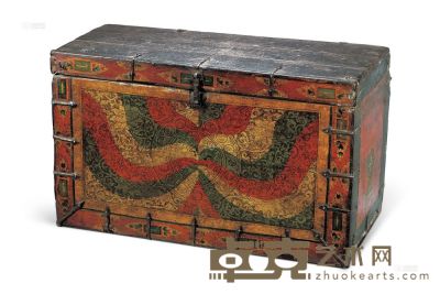 彩绘藏式木箱 十六世纪 79×35×46cm