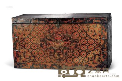 彩绘双龙戏珠纹木箱 十七世纪 138×76×50cm