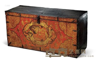 彩绘团龙纹木箱 十八世纪 106×52×40cm