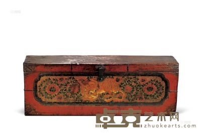 彩绘虎纹木箱 十八至十九世纪 112×42×31cm