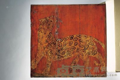 彩绘虎纹、豹纹木板一对 十八至十九世纪 61.5×60cm