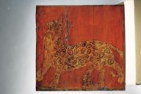 彩绘虎纹、豹纹木板一对 十八至十九世纪