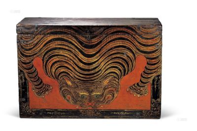 彩绘虎皮纹木箱 十九世纪