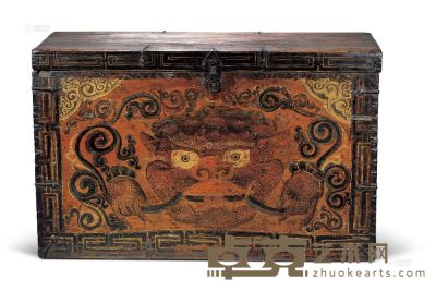 彩绘饕餮纹木箱 十八至十九世纪 93×58×38cm