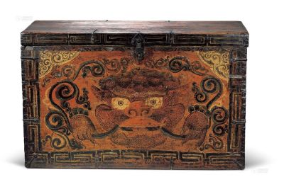 彩绘饕餮纹木箱 十八至十九世纪