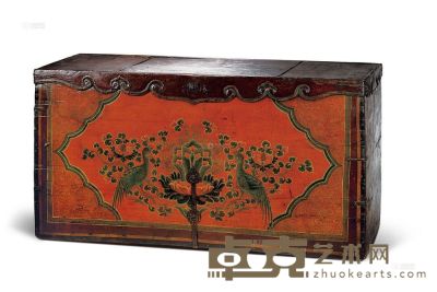 彩绘瑞鸟图木箱 十六世纪 136×72×56cm