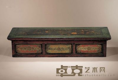 彩绘藏式长条矮桌 十九至二十世纪 112×39×24cm