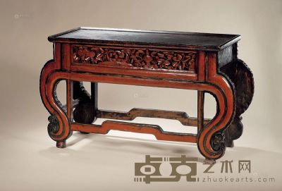 彩绘弯腿供桌 十九世纪 87×48×31cm