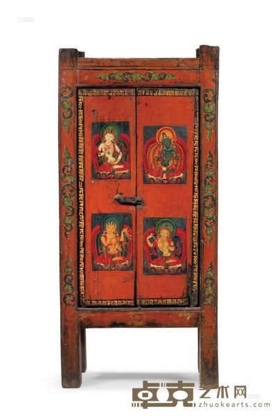 十九世纪 彩绘菩萨纹佛龛 115×52×35cm