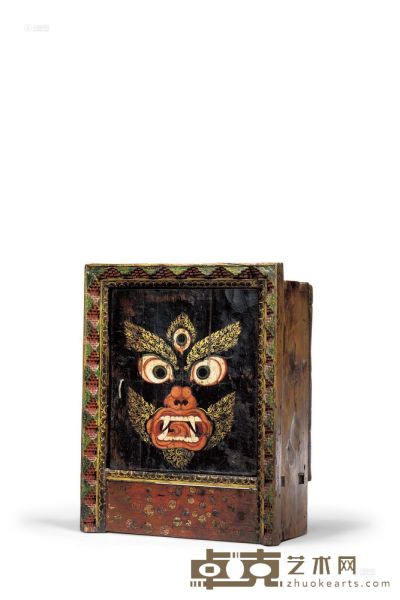 十九世纪 彩绘大黑天纹佛龛 58×49.5×25.5cm