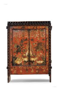 十八至十九世纪 彩绘内供图佛龛