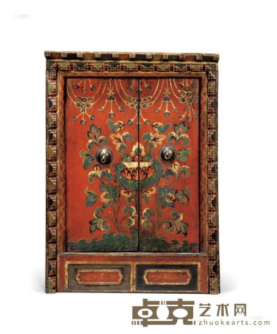 十八至十九世纪 彩绘藏式佛龛 62×44×16cm