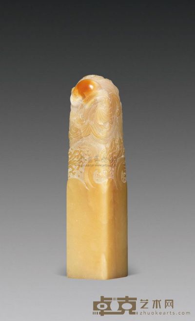 芙蓉石雕福山寿海方章 2.5×2.5×11cm