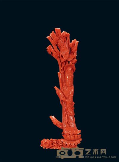 珊瑚雕观音摆件 高28cm