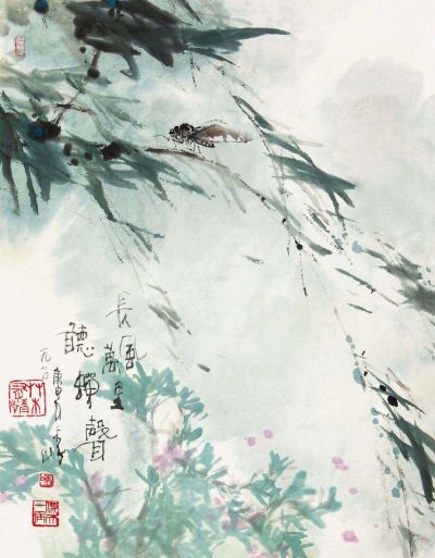 李山 庚申（1980）年作 夏蝉鸣翠 镜片