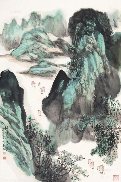 何纪争 桂林山水 立轴