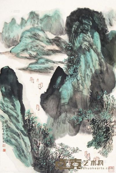 何纪争 桂林山水 立轴 69×46cm