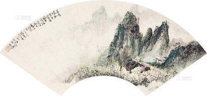 蔡天雄 春山翠嶂 扇片