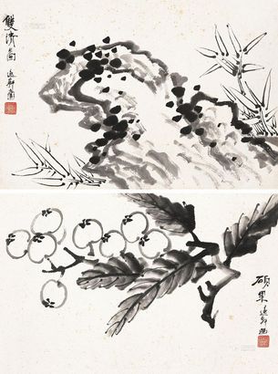 邵逸轩 花卉 （二种 二件） 册页片