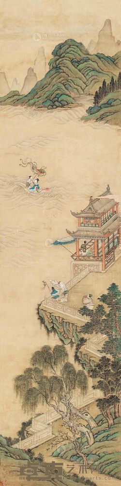 无款 群仙图 立轴 178×44cm