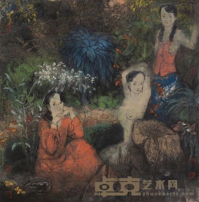 南海岩 春华娇容 镜心 67×66cm