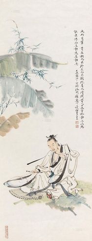 任重 2009年作 芭蕉高士 镜心