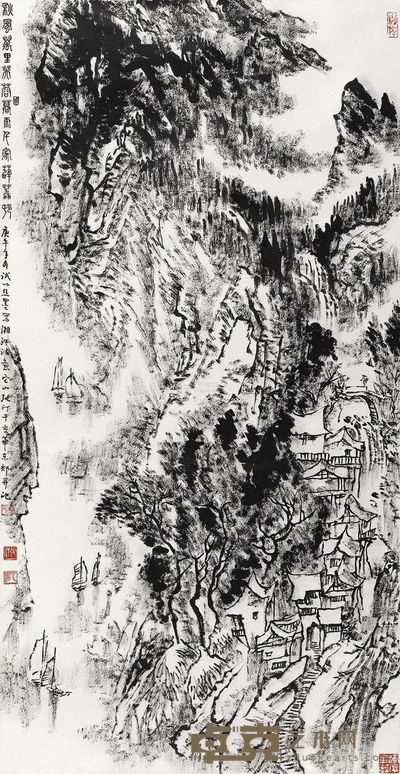 张仃 1990年作 秋风万里芙蓉国 镜心 133×68cm