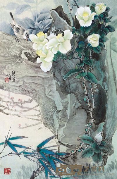 冯霖章 双清 镜心 65.5×42.5cm