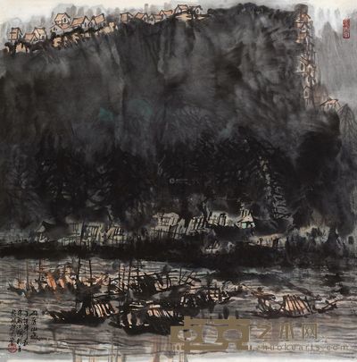 宋新江 2002年作 雨后山城 镜心 69×69cm