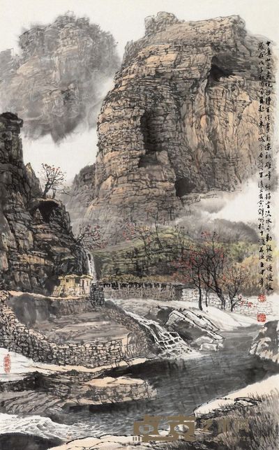 王中年 2008年作 十渡风景 镜框 95×58cm