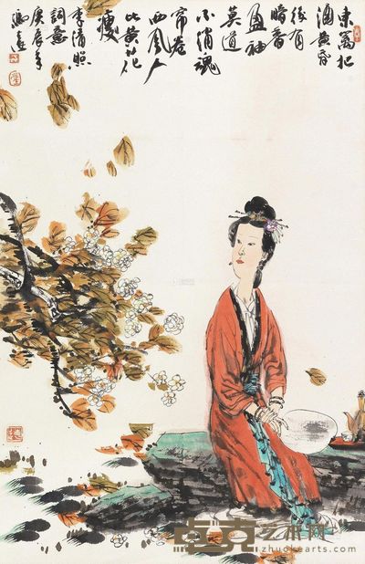 冯远 2000年作 李清照词意 立轴 69×45cm